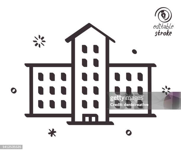 playful line illustration for boarding school - boarding school stock illustrations