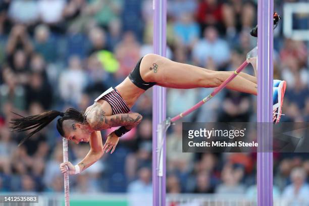 Anicka Newell of Team Canada competes during the Women's Pole Vault Final on day five of the Birmingham 2022 Commonwealth Games at Alexander Stadium...