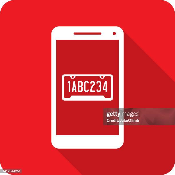 license plate smartphone icon silhouette - license plate stock illustrations