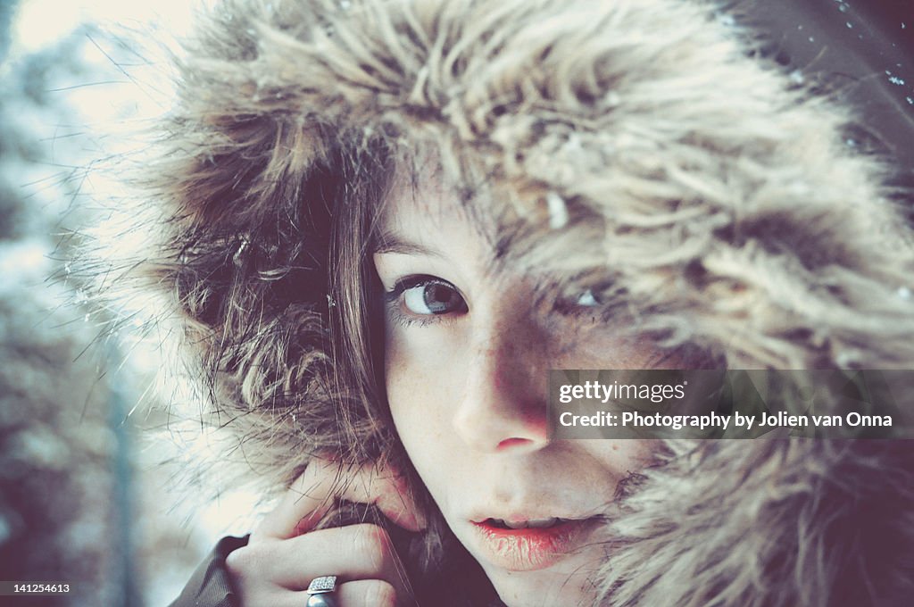 Portrait of girl in winter