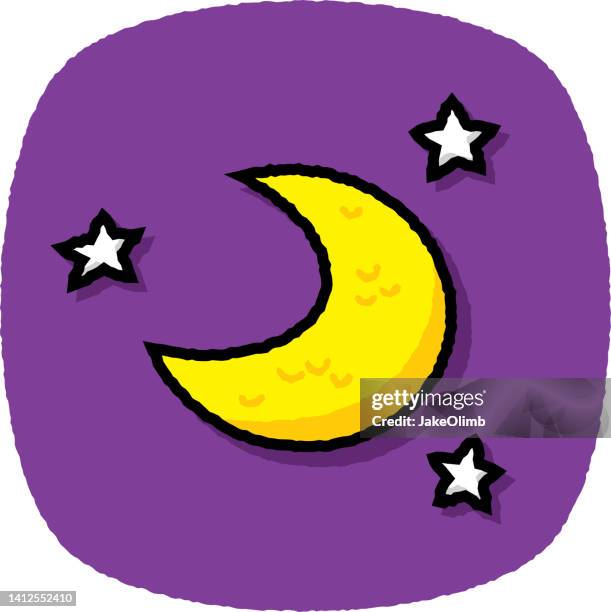 moon and stars doodle 7 - moon eclipse stock illustrations