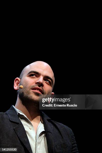 Writer Roberto Saviano attends a Q&A session at Auditorium Parco Della Musica on March 13, 2012 in Rome, Italy.