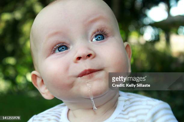 portrait of baby boy - saliva foto e immagini stock