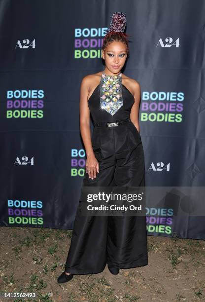 Amandla Stenberg attends the A24's "Bodies Bodies Bodies" New York Screening on August 02, 2022 at Fort Greene Park in New York City.