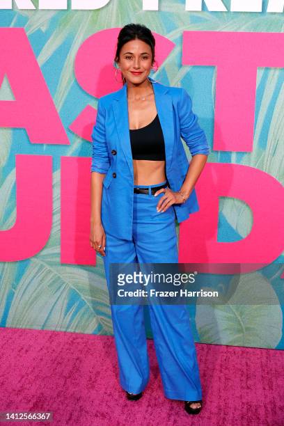 Emmanuelle Chriqui attends the premiere of Universal Pictures' "Easter Sunday" at TCL Chinese Theatre on August 02, 2022 in Hollywood, California.