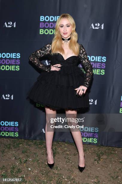 Maria Bakalova attends the A24's "Bodies Bodies Bodies" New York Screening on August 02, 2022 at Fort Greene Park in New York City.