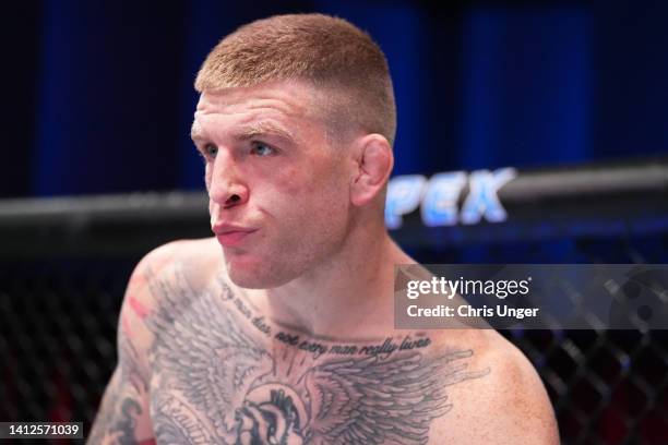 Chris Duncan of Scotland prepares to fight Charlie Campbell in a lightweight fight during Dana White's Contender Series season six, week two at UFC...