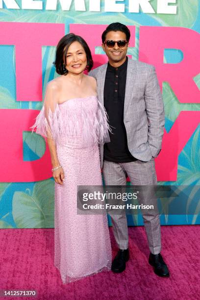 Lydia Gaston and Asif Ali attend the premiere of Universal Pictures' "Easter Sunday" at TCL Chinese Theatre on August 02, 2022 in Hollywood,...