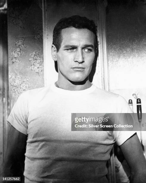 Paul Newman , US actor, wearing a white t-shirt in a publicity still issued for the film, 'The Hustler', USA, 1961. The pool drama, directed by...