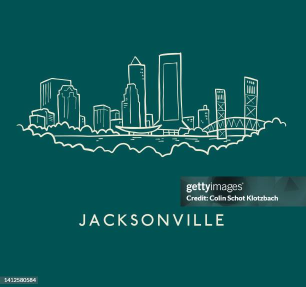 jacksonville skyline skizze - jacksonville florida stock-grafiken, -clipart, -cartoons und -symbole