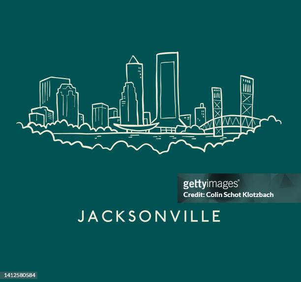 jacksonville skyline sketch - jacksonville florida transit stock illustrations