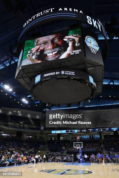 The Dallas Wings and the Chicago Sky observe a moment of silence for former NBA player Bill Russell who passed away this week prior to the game at...