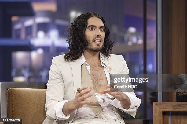 Episode 3834 -- Pictured: Actor/comedian Russell Brand during an interview on May 24, 2010 -- Photo by: Paul Drinkwater/NBCU Photo Bank