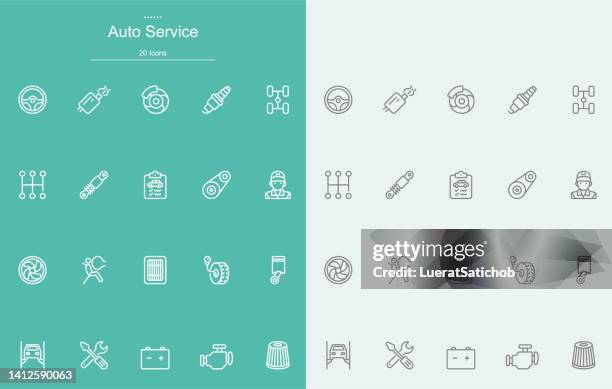 auto service line icons - car toolbox stock illustrations