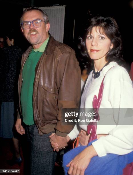 John Ratzenberger and Georgia Stiny at the Premiere of 'Throw Momma From The Train', Academy Theatre, Beverly Hills.