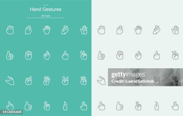 hand gestures line icons - thumb emoji stock illustrations