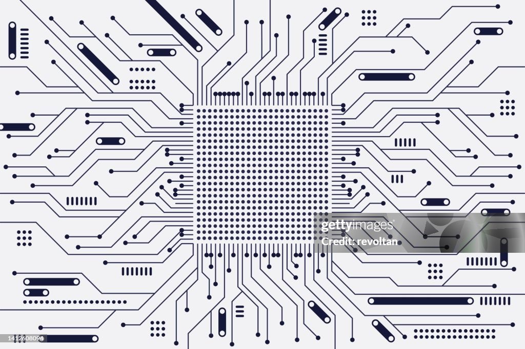 Microelectronics Graphic Flat Microelectronics Circuits Background High-Res Vector Graphic ...