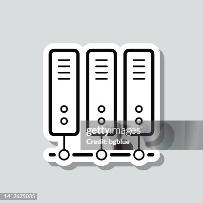 Computer server. Icon sticker on gray background Computer server. Icon sticker on gray background