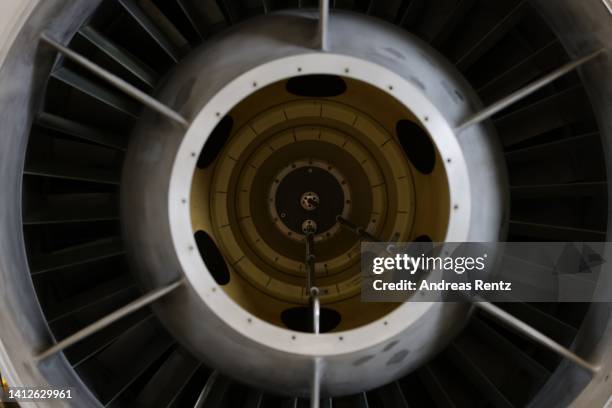 The Siemens gas turbine intended for the Nord Stream 1 gas pipeline in Russia is pictured at a Siemens Energy facility on August 03, 2022 in Muelheim...