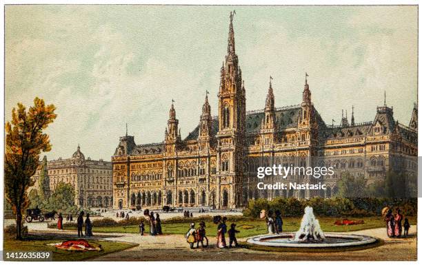 the vienna city hall - vienna town hall stock illustrations