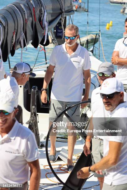 King Felipe VI boarding the Aifos to start a new day of racing, on August 3 in Palma de Mallorca .