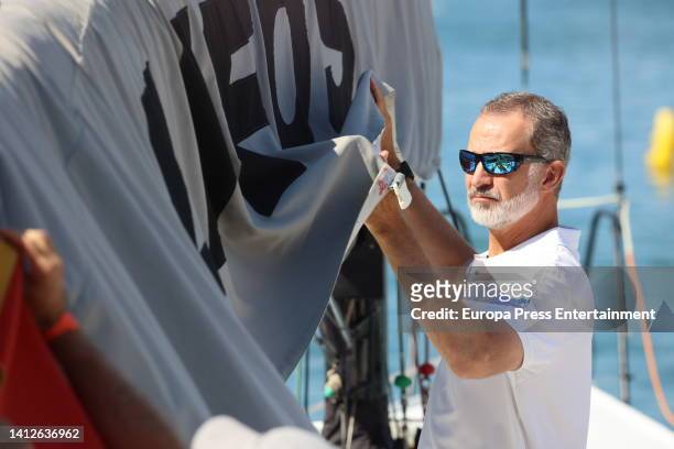 King Felipe VI boarding the Aifos to start a new day of racing, on August 3 in Palma de Mallorca .