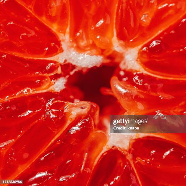 ruby grapefruit close up macro fruit - fruit flesh stock pictures, royalty-free photos & images