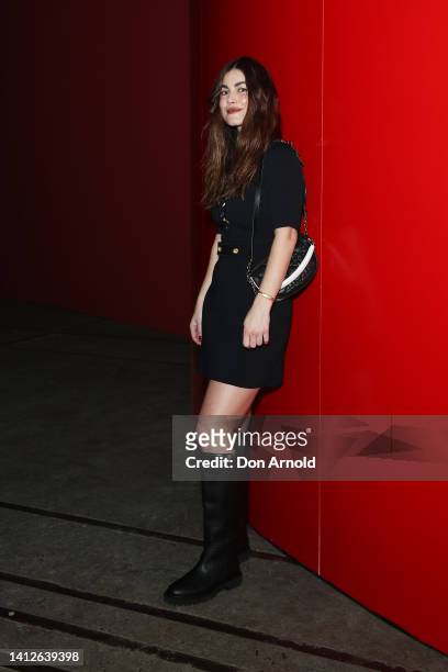 Charlotte Best attends the Venture Beyond by Penfolds event at Carriageworks on August 03, 2022 in Sydney, Australia.
