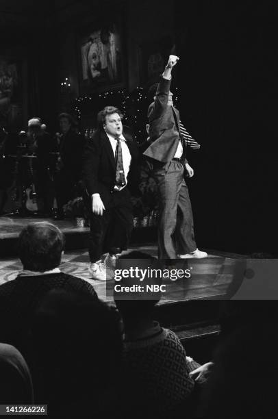 Episode 9 -- Pictured: Chris Farley, Adam Sandler as brothers during "the Energy Brothers" skit on December 14, 1991 -- Photo by: Raymond Bonar/NBCU...