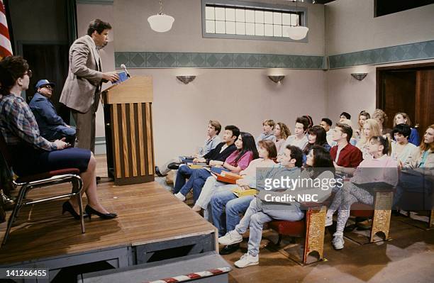 Episode 13 -- Pictured: Kevin Nealon as Superintendent Collier Dana Carvey as Dylan, Victoria Jackson as Kelly, Jason Priestley as Brandon during...
