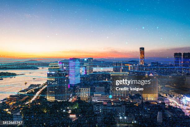 city network big data and communication concept - orlando florida city stock pictures, royalty-free photos & images