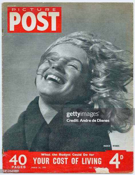 The cover of the 26th March 1949 edition of Picture Post magazine, featuring a portrait of American actress and model Marilyn Monroe , taken in...