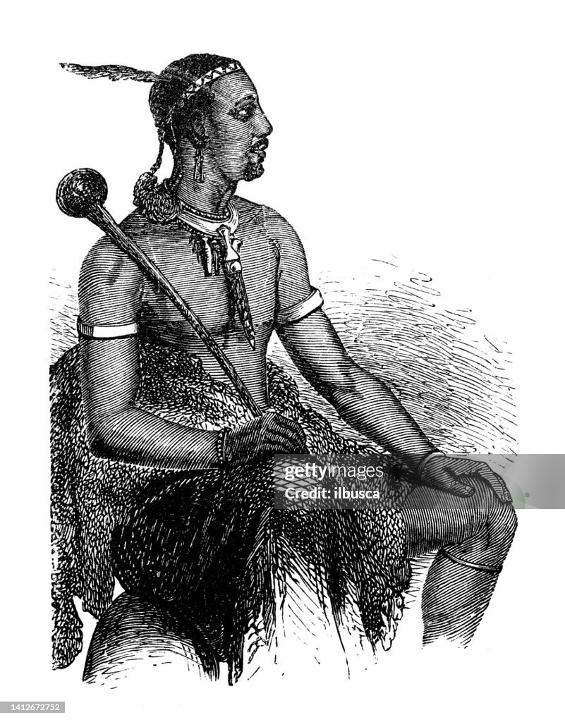 Antique illustration, ethnography and indigenous cultures: Africa, Sotho chief