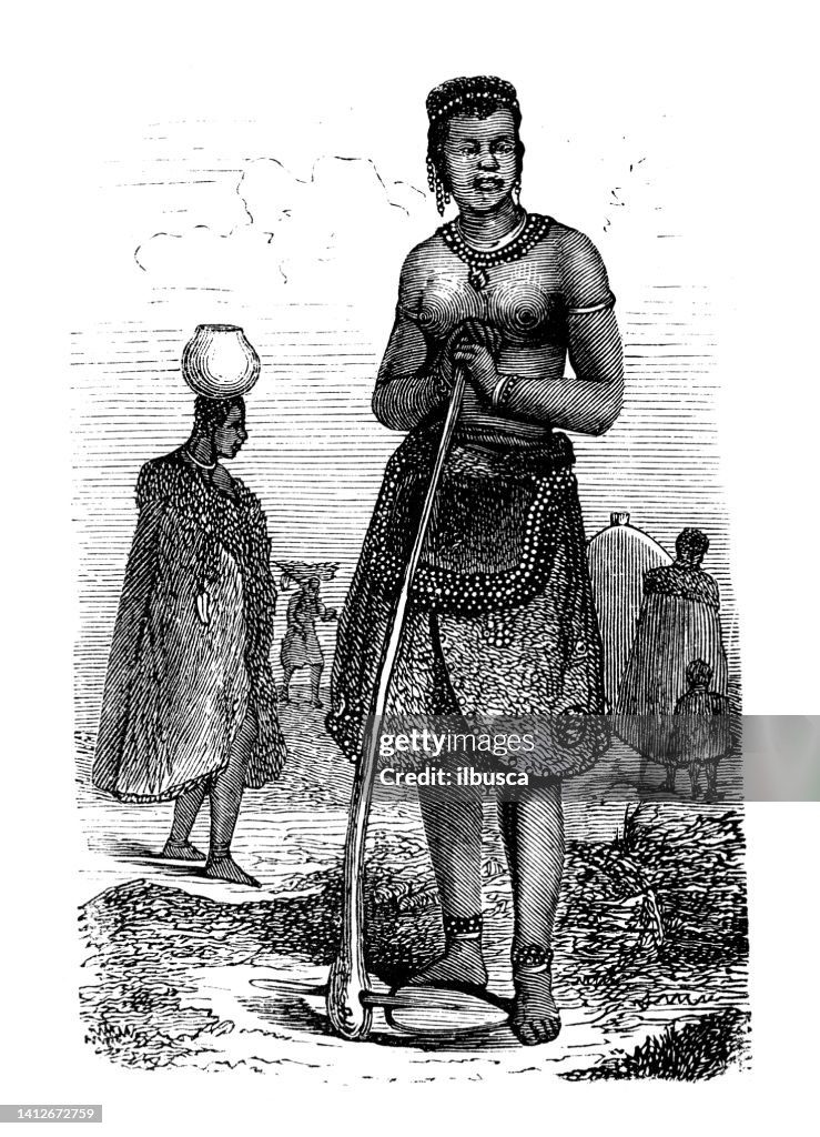 Antique illustration, ethnography and indigenous cultures: Africa, Sotho woman