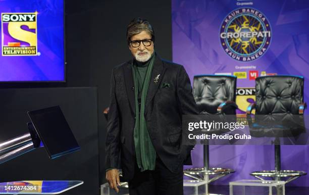 Amitabh Bachchan attends the Sony tv show launch 'Kaun Banega Crorepati Season 14' on August 03, 2022 in Mumbai, India