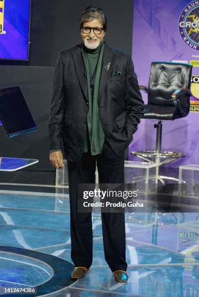 Amitabh Bachchan attends the Sony tv show launch 'Kaun Banega Crorepati Season 14' on August 03, 2022 in Mumbai, India