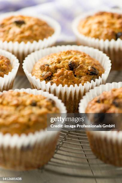 Blueberry And Banana Muffins On A Cooling Rack High-Res Stock Photo