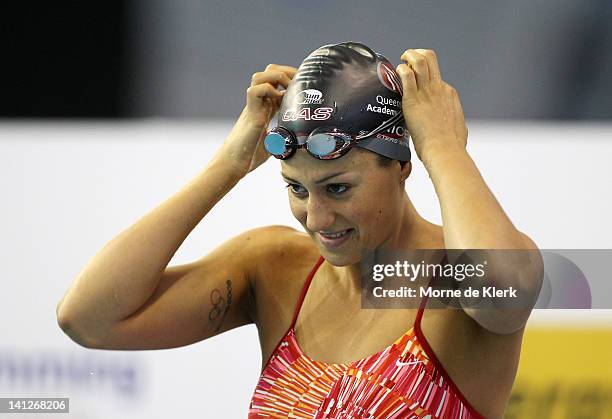 Stephanie Rice trains during an Australian Swimming Championships training session at the South Australian Aquatic & Leisure Centre on March 14, 2012...