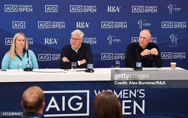 Martin Slumbers, Chief Executive of The R&A and Peter Zaffino, Chairman and Chief Executive Officer of AIG talk in a press conference prior to the...