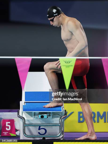 Finlay Knox of Team Canada competes during the Men's 200m Individual Medley on day six of the Birmingham 2022 Commonwealth Games at Sandwell Aquatics...