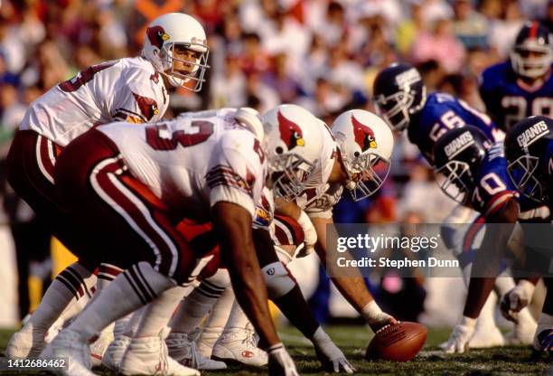 Tom Tupa, Quarterback for the Phoenix Cardinals calls the play on the line of scrimmage during the National Football Conference East Division game...