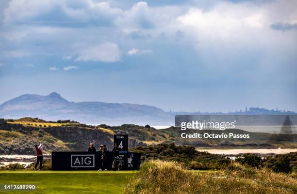 General view of the Muirfield golf course on the 4th tee box is seen during the Pro-Am prior to the AIG Women's Open at Muirfield on August 3, 2022...