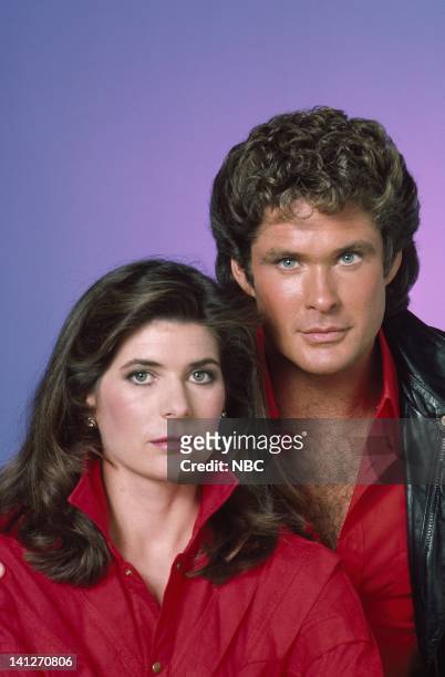 Season 3 -- Pictured: Patricia McPherson as Bonnie Barstow, David Hasselhoff as Michael Knight -- Photo by: Gary Null/NBCU Photo Bank