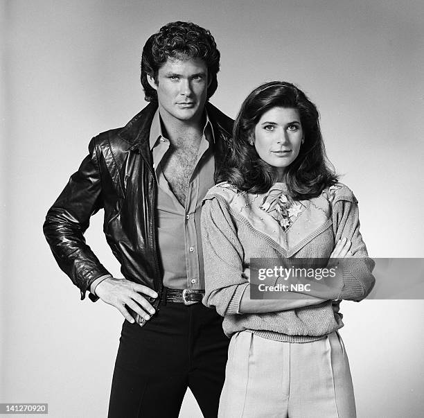 Season 3 -- Pictured: David Hasselhoff as Michael Knight, Patricia McPherson as Bonnie Barstow -- Photo by: Gary Null/NBCU Photo Bank