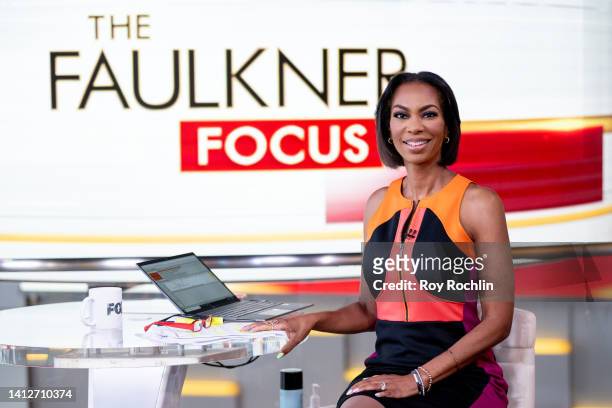 Host Harris Faulkner as Minority Leader of the United States House of Representatives Kevin McCarthy visits "The Faulkner Focus" at Fox News Channel...