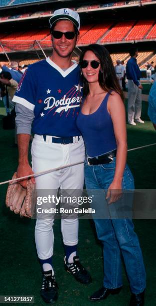 Jonathan Silverman and guest at the Hollywood All-Stars Game, Dodger Stadium, Los Angeles.