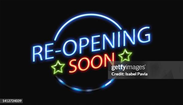 re-opening soon sign - restaurants open during lockdown stock pictures, royalty-free photos & images