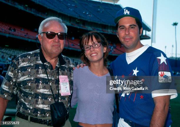 Hillel Silverman, Anna Lee and Jonathan Silverman at the Hollywood All-Stars Night, Dodger Stadium, Los Angeles.