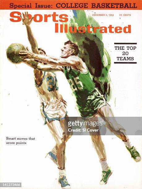 December 9, 1963 Sports Illustrated via Getty Images Cover: Basketball: Illustration of Boston Celtics Frank Ramsey in action vs SI writer Frank...