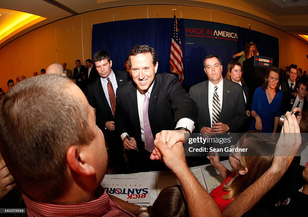 Santorum Holds Primary Night Party And Rally In Louisiana